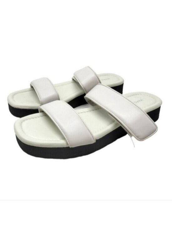 Marc Fisher Shoes - Marc Fisher | Double Strap Cushioned Kina Round Toe Platform Sandals White Gray